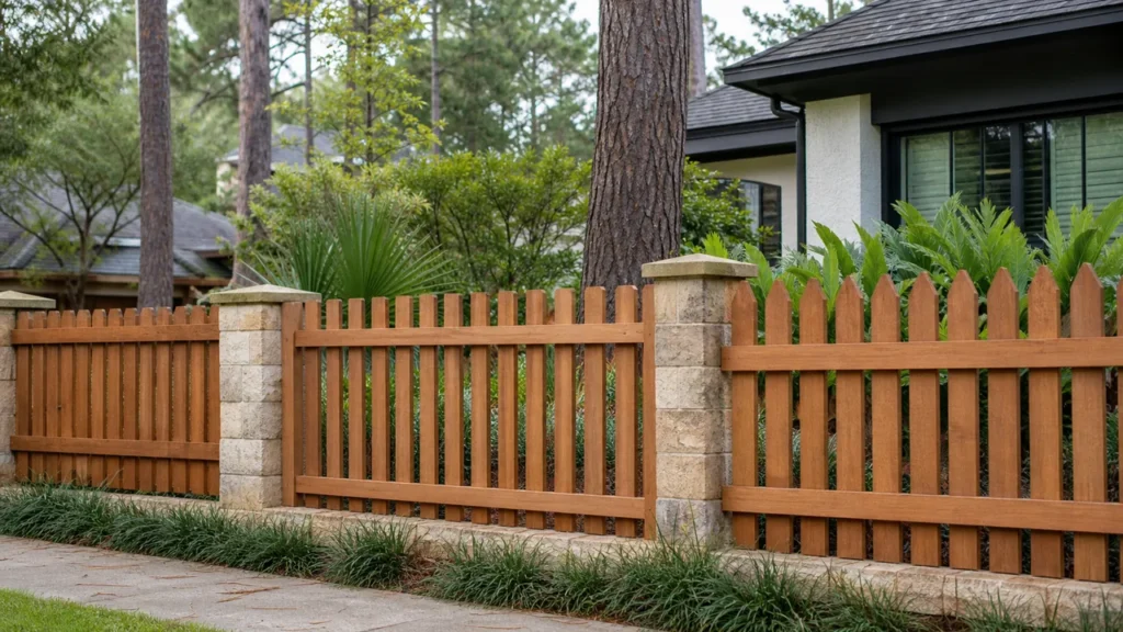 Cedar Picket Fence Styles for Woodlands Homes — local fencing project in The Woodlands, Texas