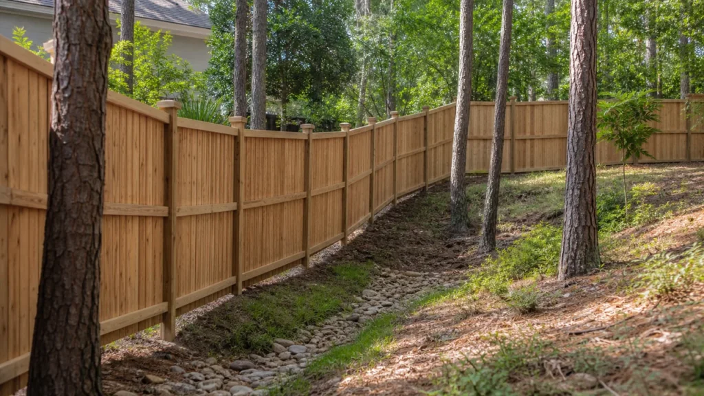 How Grade and Drainage Affect Woodlands Fence Design — local fencing project in The Woodlands, Texas