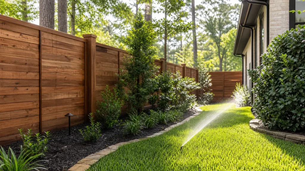 Protecting a Fence From Sprinkler and Irrigation Damage — local fencing project in The Woodlands, Texas